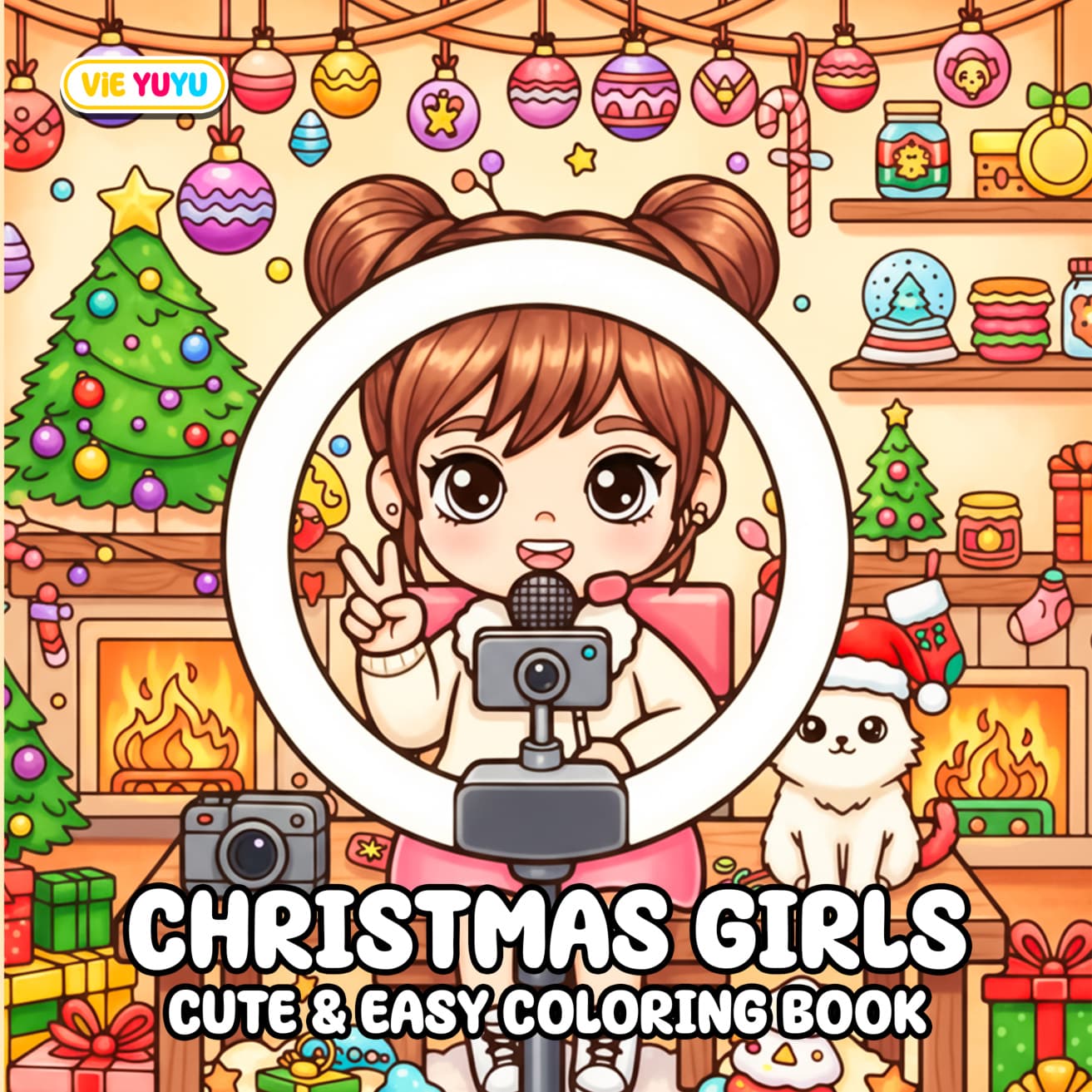 Christmas Girls Cute & Easy Coloring Book cover