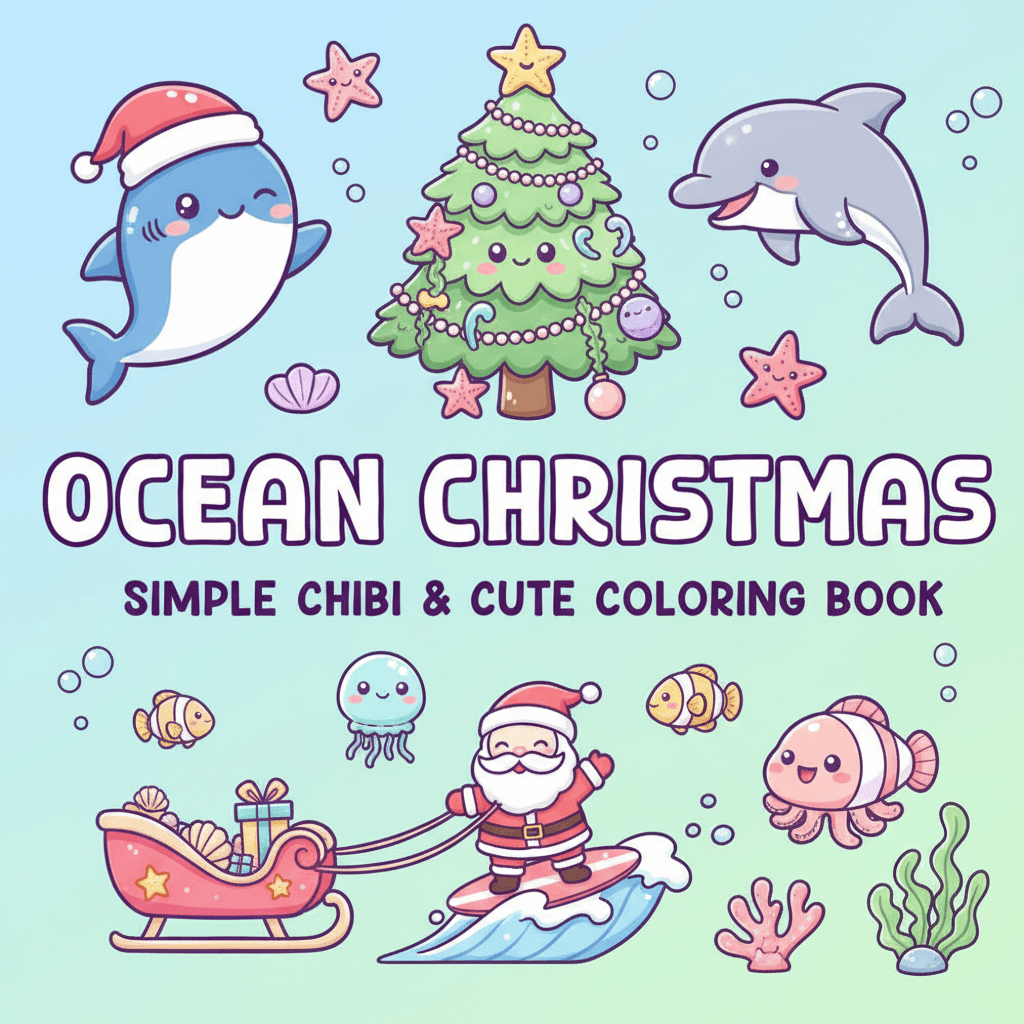 Ocean Christmas Coloring Book cover