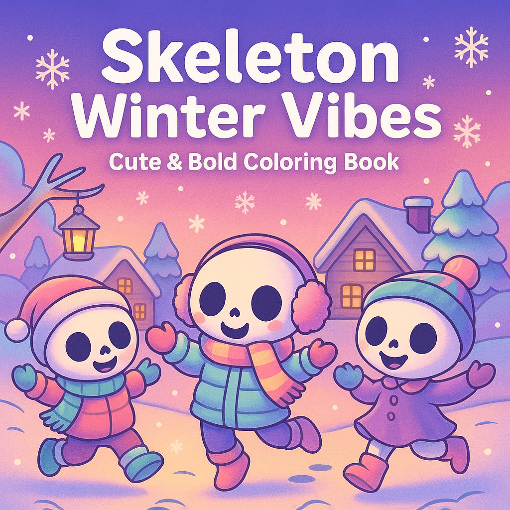 Skeleton Winter Vibes Coloring Book cover