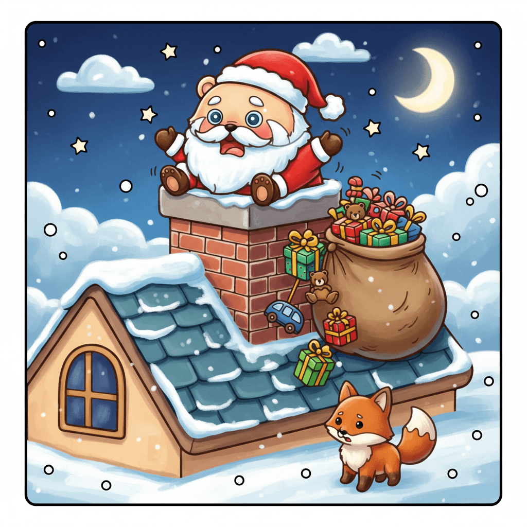 Xmas Fun Cute & Easy Coloring Book colored sample 1