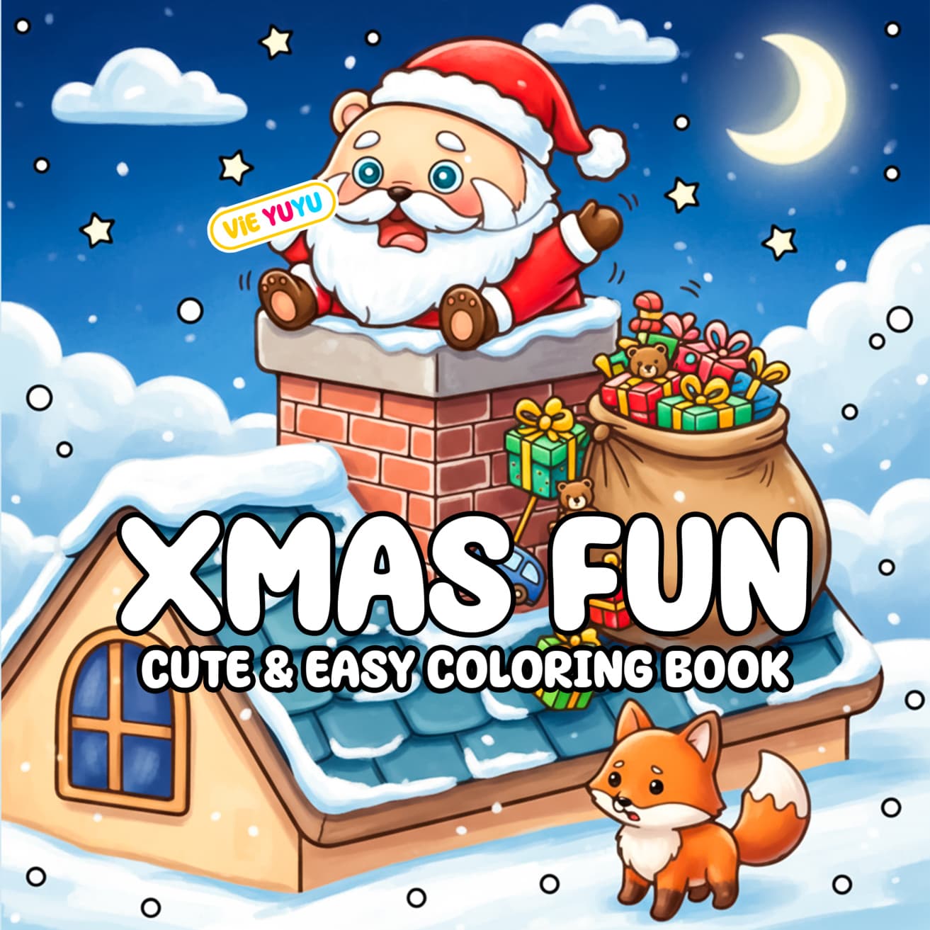 Xmas Fun Cute & Easy Coloring Book cover