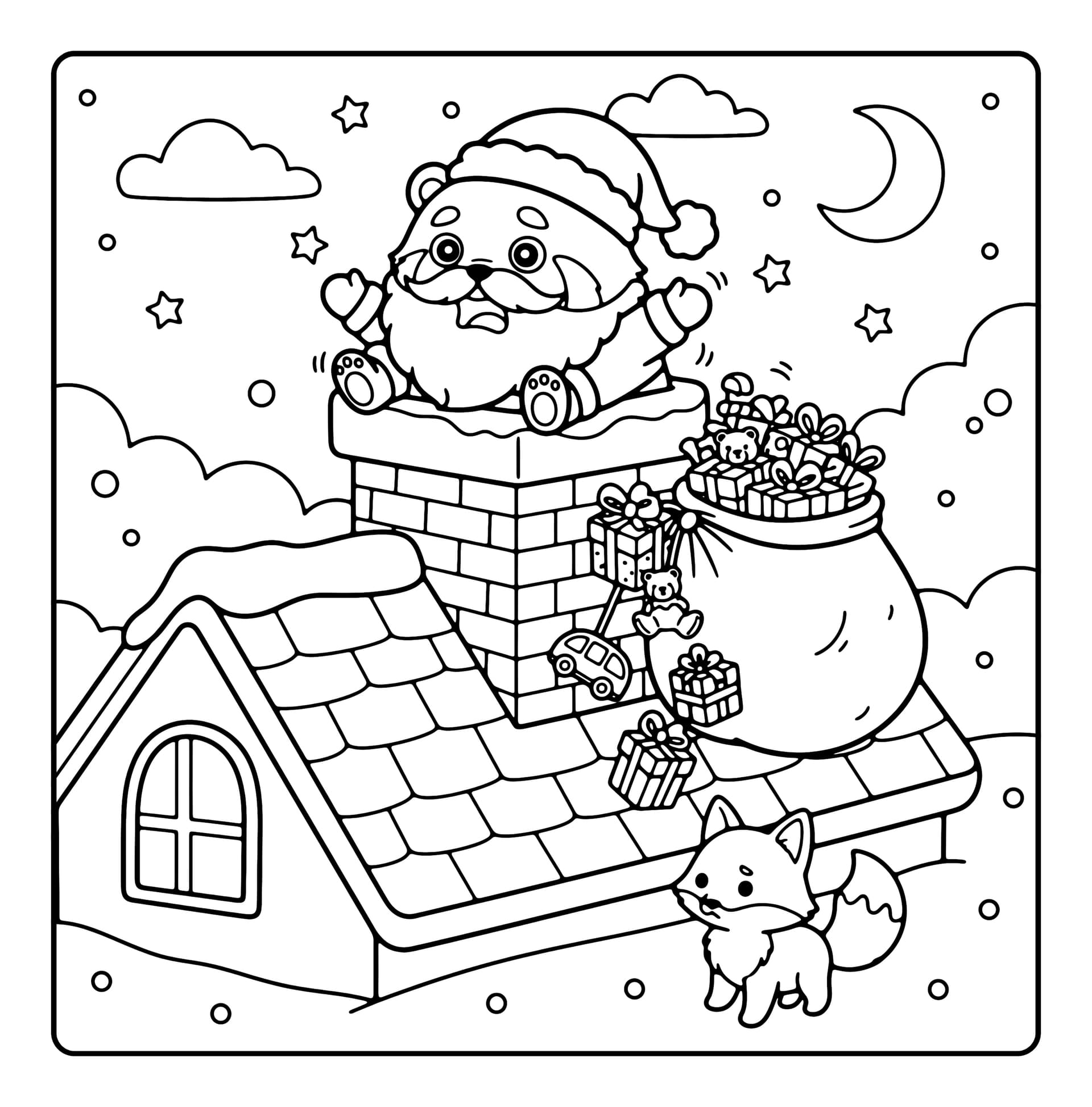 Xmas Fun Cute & Easy Coloring Book interior line art 1