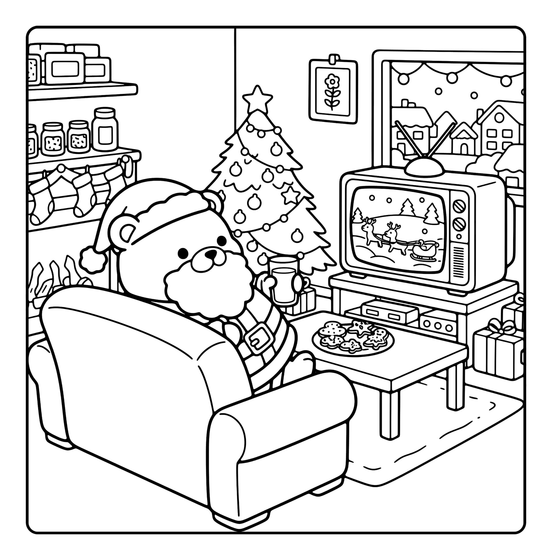 Xmas Fun Cute & Easy Coloring Book interior line art 10