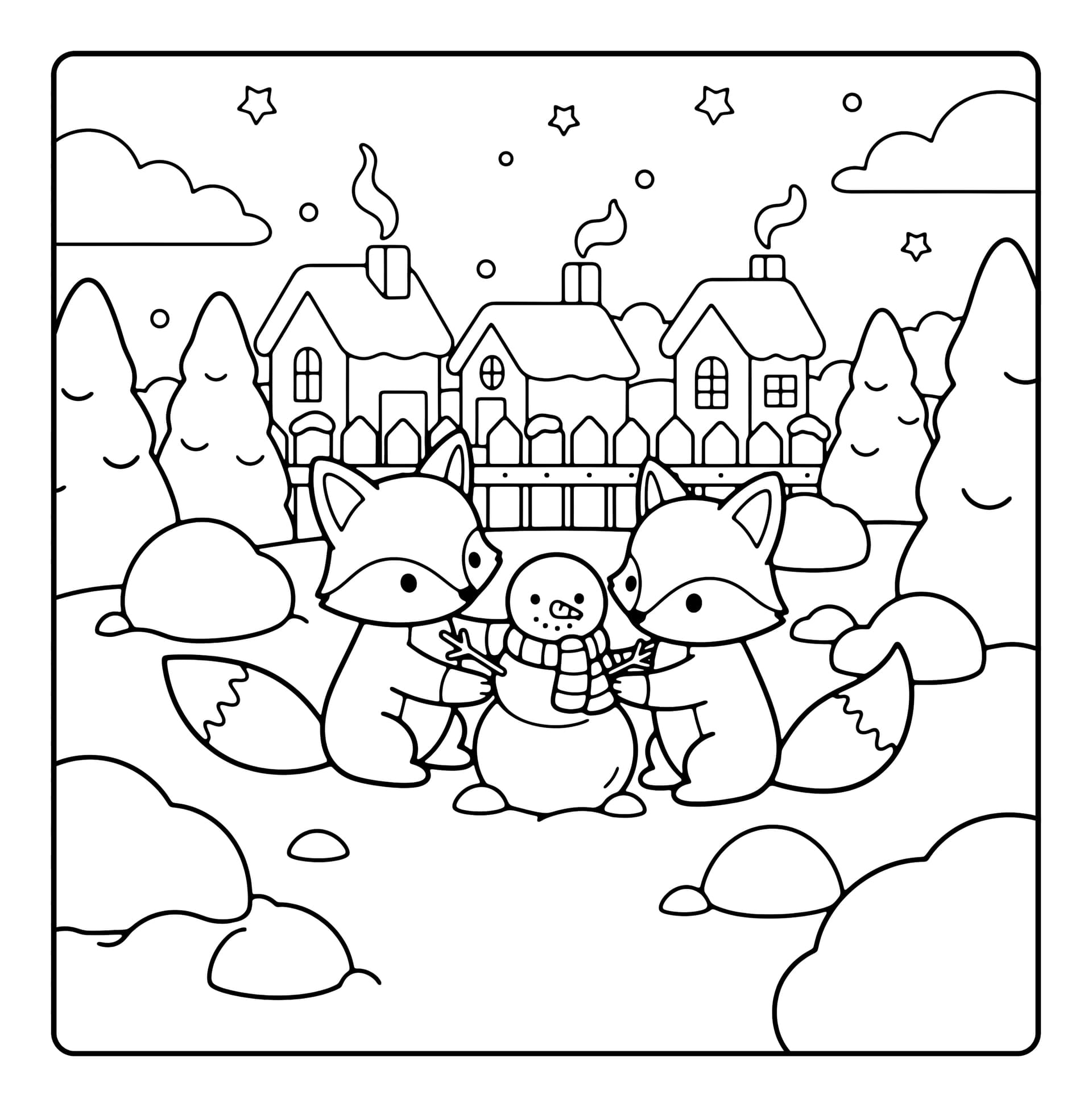 Xmas Fun Cute & Easy Coloring Book interior line art 2