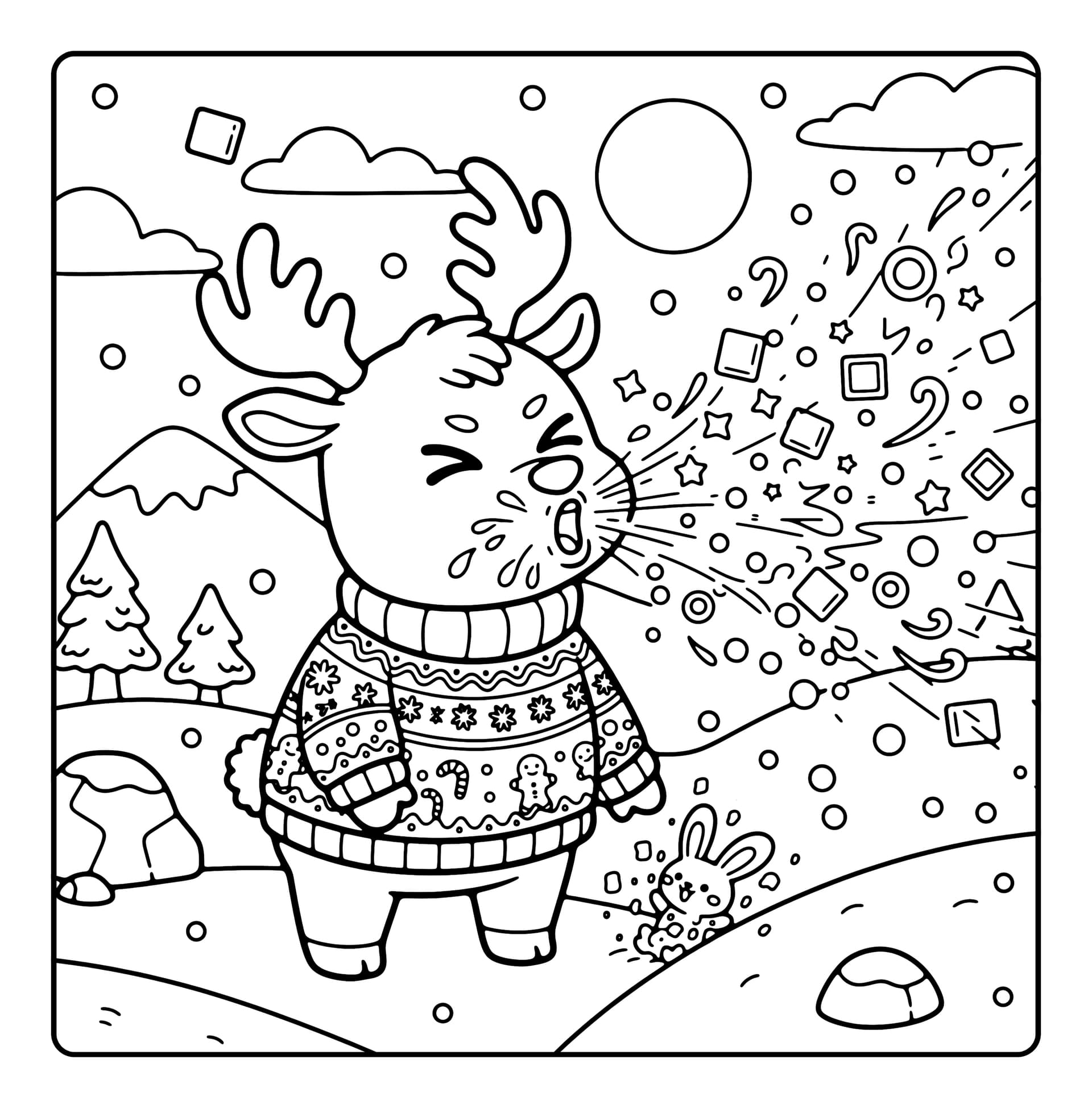 Xmas Fun Cute & Easy Coloring Book interior line art 3