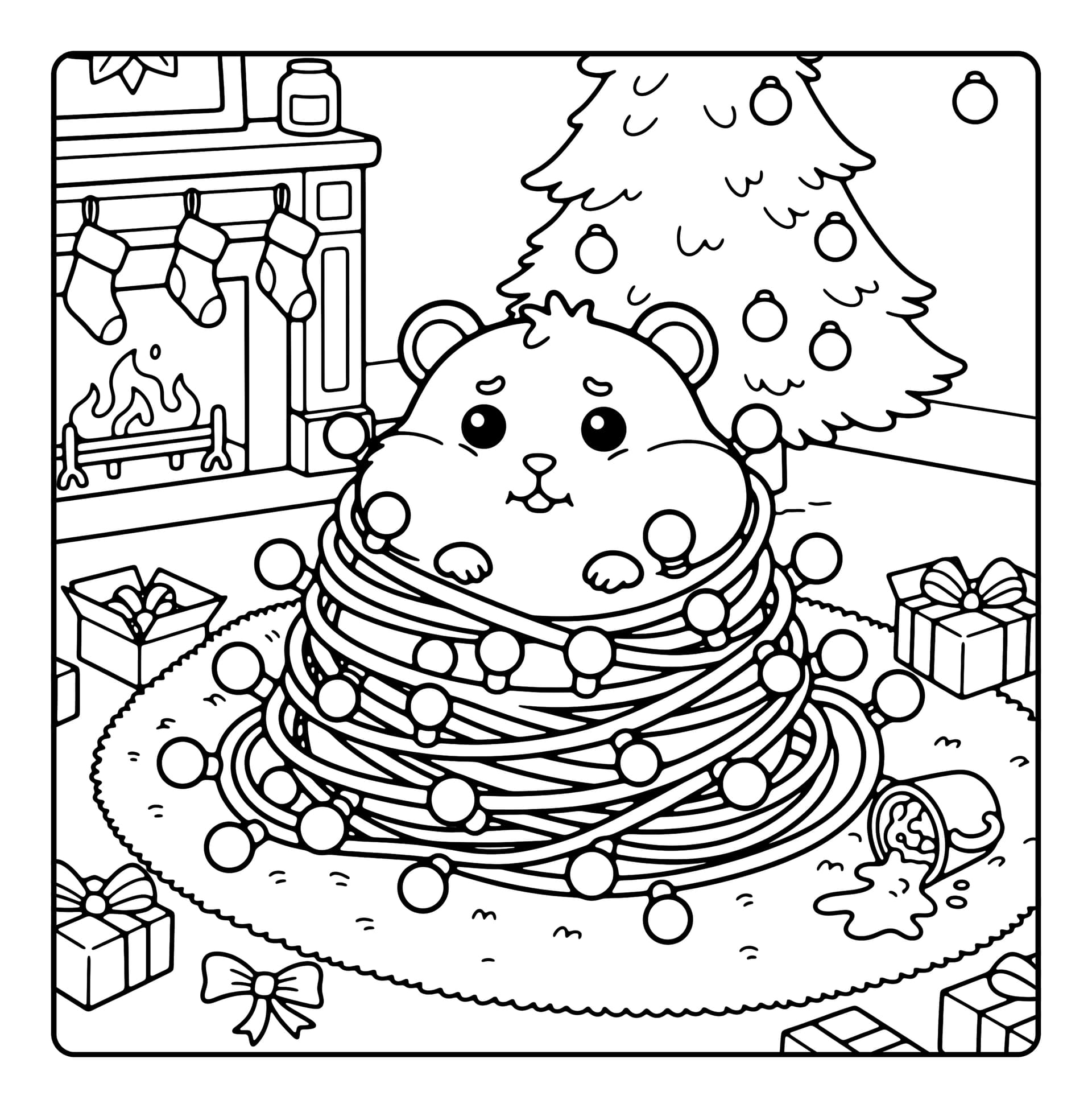 Xmas Fun Cute & Easy Coloring Book interior line art 9